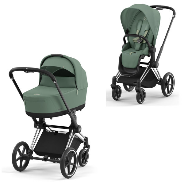 Cybex PRIAM Kombikinderwagen Chrom Schwarz Leaf Green